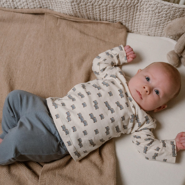 Bio-Baumwolle Babykleidung Set - Blau & Weiß mit Auto-Print